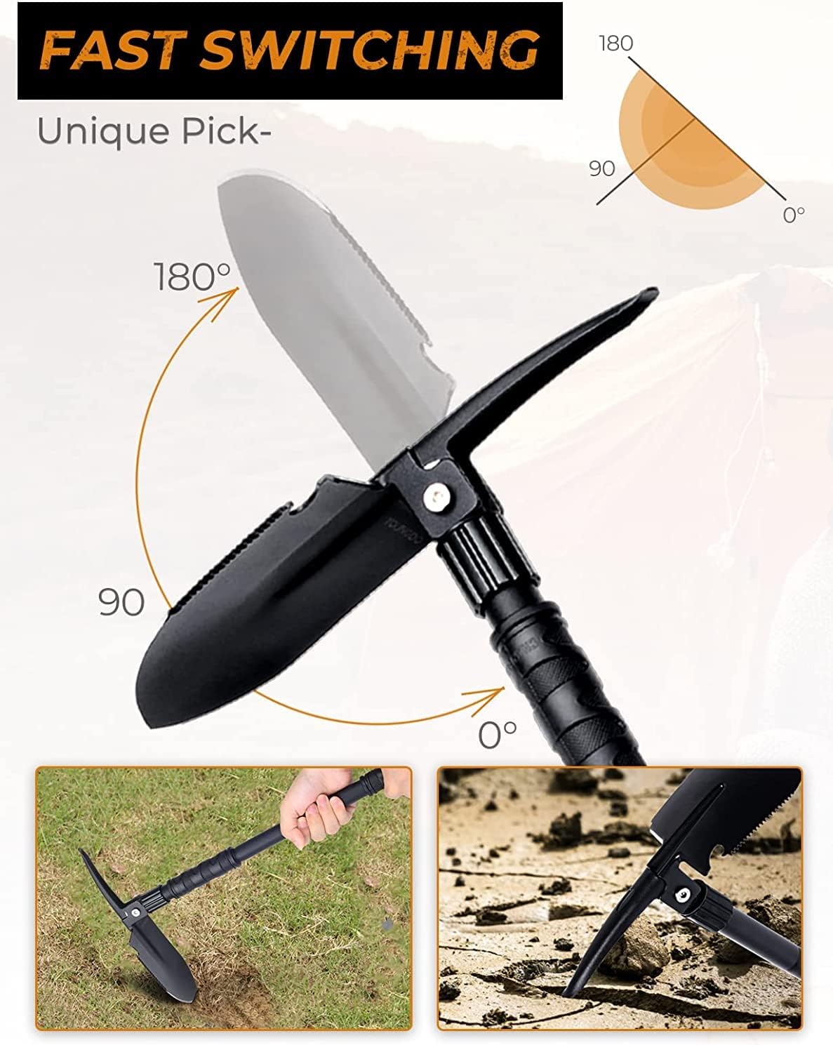 Multifunction Foldable Camping Shovel